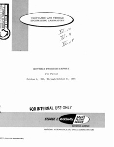 "Propulsion and Vehicle Engineering Laboratory monthly progress report : October, 1966."